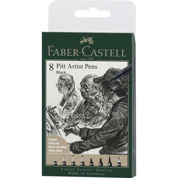 PITT ARTIST PEN BLACK WLT 8