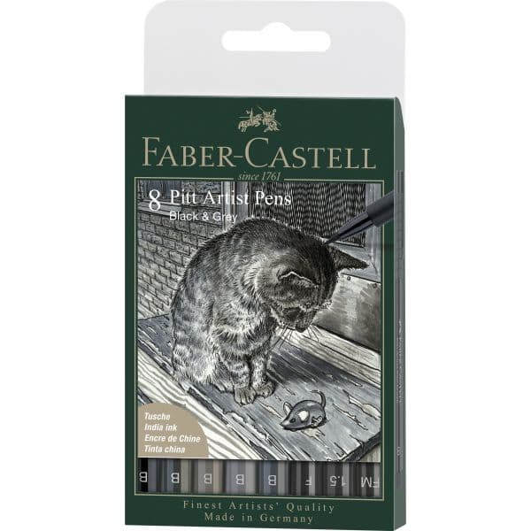 PITT ARTIST PEN BRUSH BLACK & GREY WLT 8