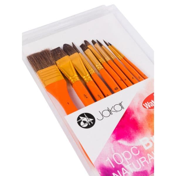 BRUSH SET NATURAL PONY HAIR FOR WATERCOLOUR BOX 10