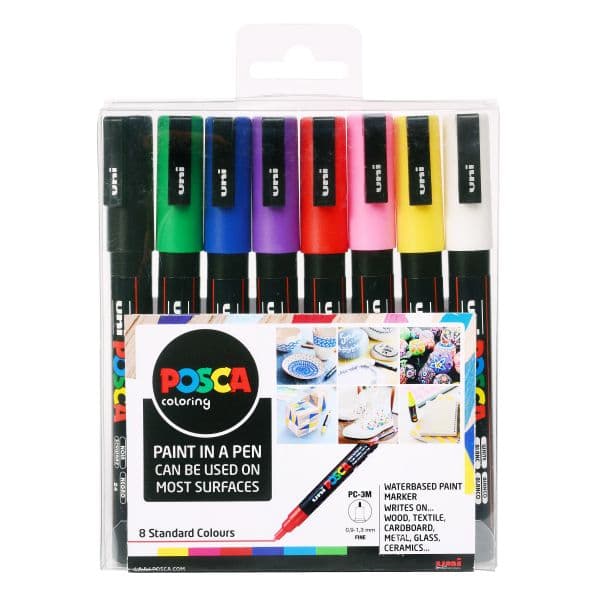 POSCA PC-3M FINE WLT 8 STANDARD COLOURS