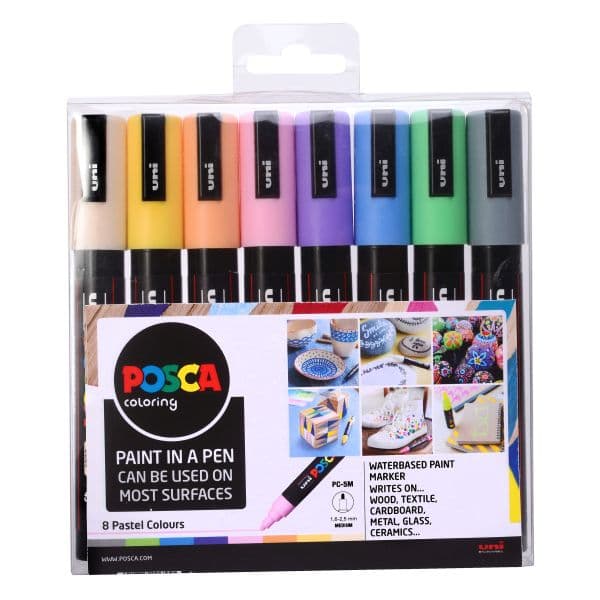 POSCA PC-5M MEDIUM BULLET TIP WLT 8 PASTEL COLOURS