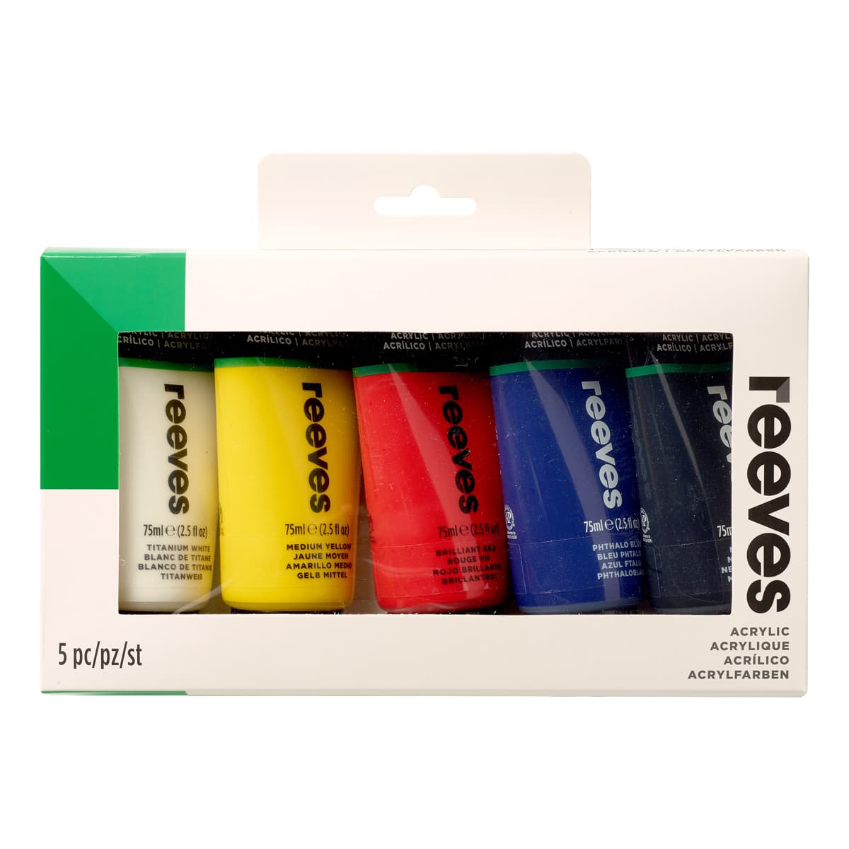 Reeves Acrylic Set Primary 5 x 75ml