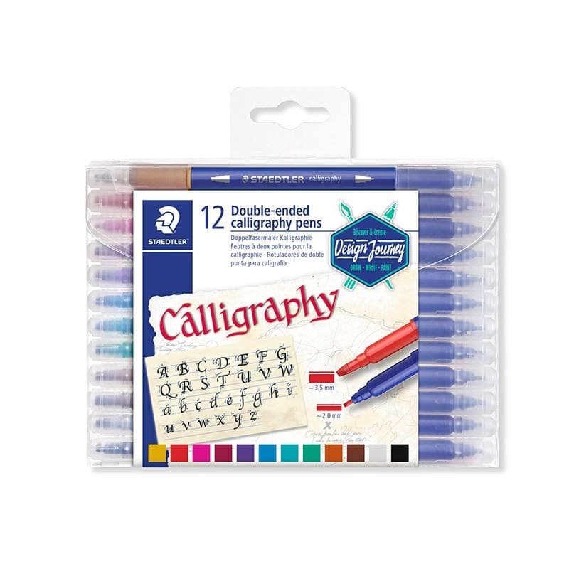 Double-Ended Calligraphy Pens 3005 - Box of 12 in Asstd. Colours