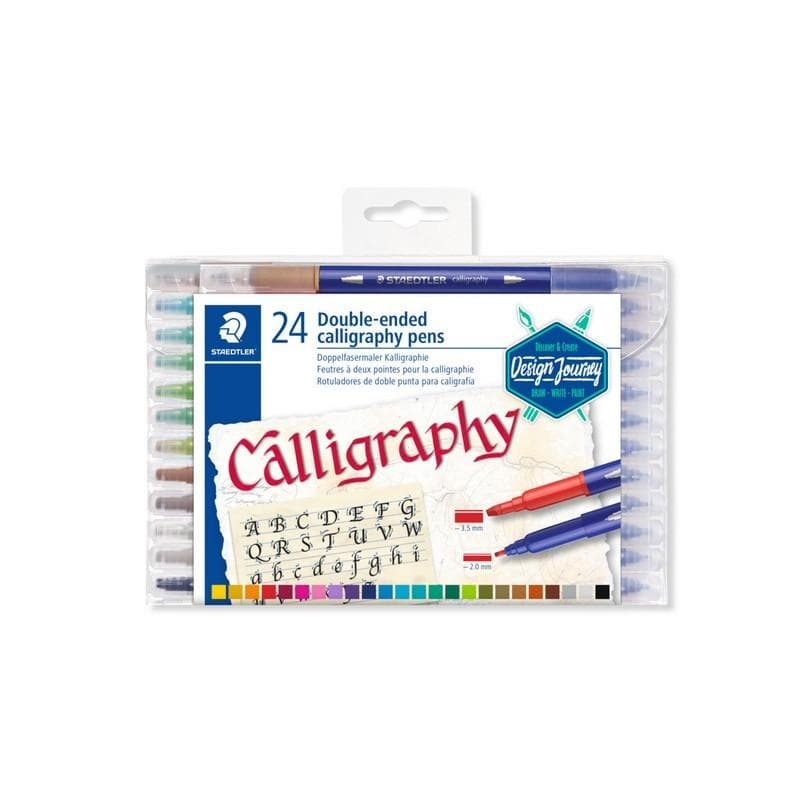 Double-Ended Calligraphy Pens 3005 - Box Of 24 In Asstd. Colours