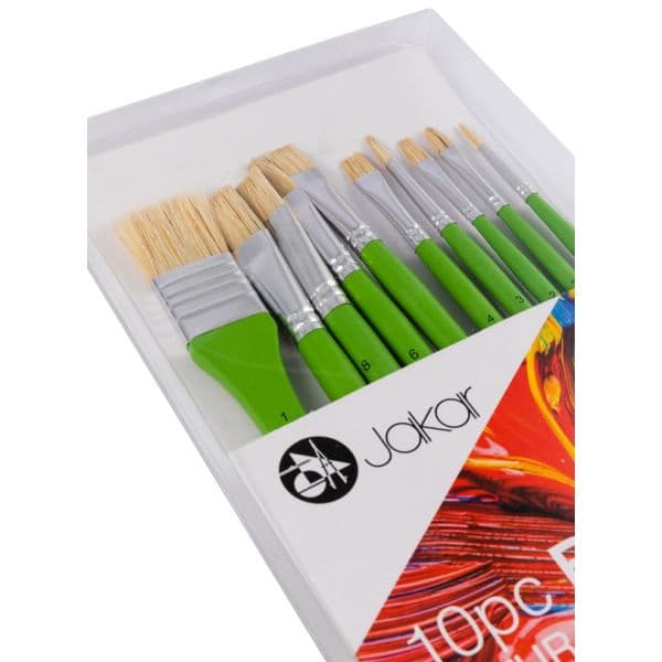 BRUSH SET NATURAL HAIR BRISTLES FOR OILS BOX 10