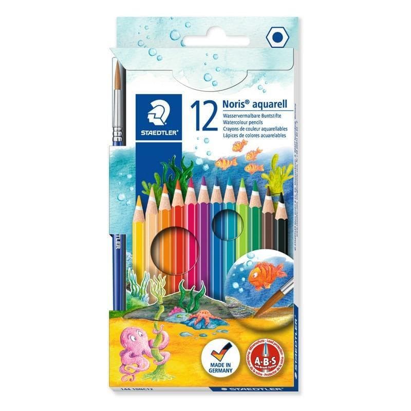 Noris Aquarell 144 10 - Box Of 12 In Asstd. Colours & 1 Brush