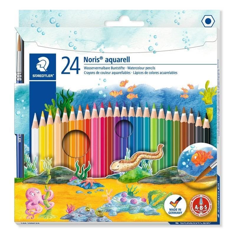 Noris Aquarell 144 10 - Box Of 24 In Asstd. Colours & 1 Brush