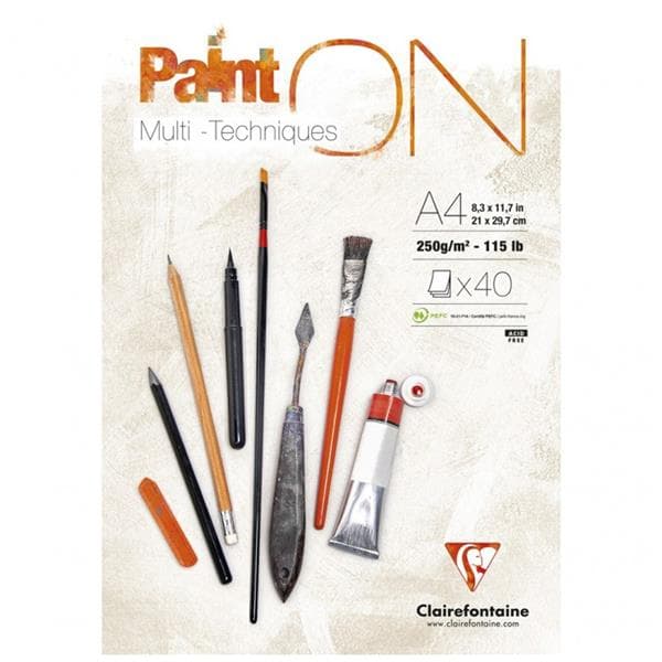 Clairefontaine Paint ON, Glued, A4 Painting pad - White