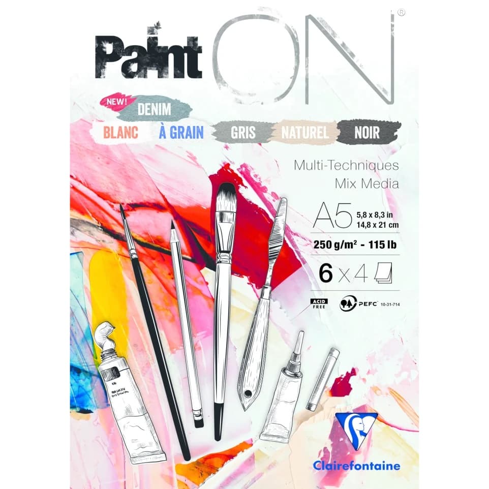 Clairefontaine Paint 'On Kraft glued pad 250g 30sheet A5 - Naturel