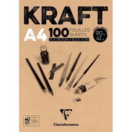 Clairefontaine Brown Textured Kraft Glued Pad, A4, 100 Sheets, 90g