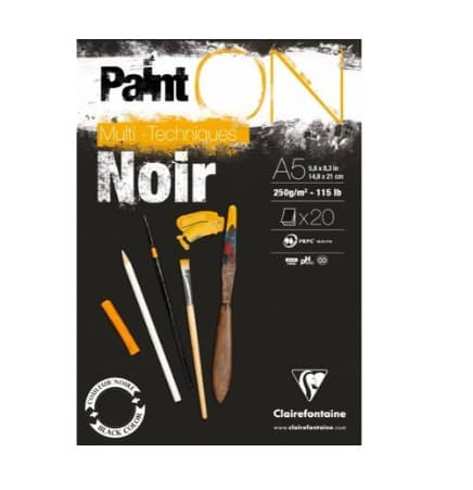 Paint'On Black pad 20 sheets 250g A5 - Black