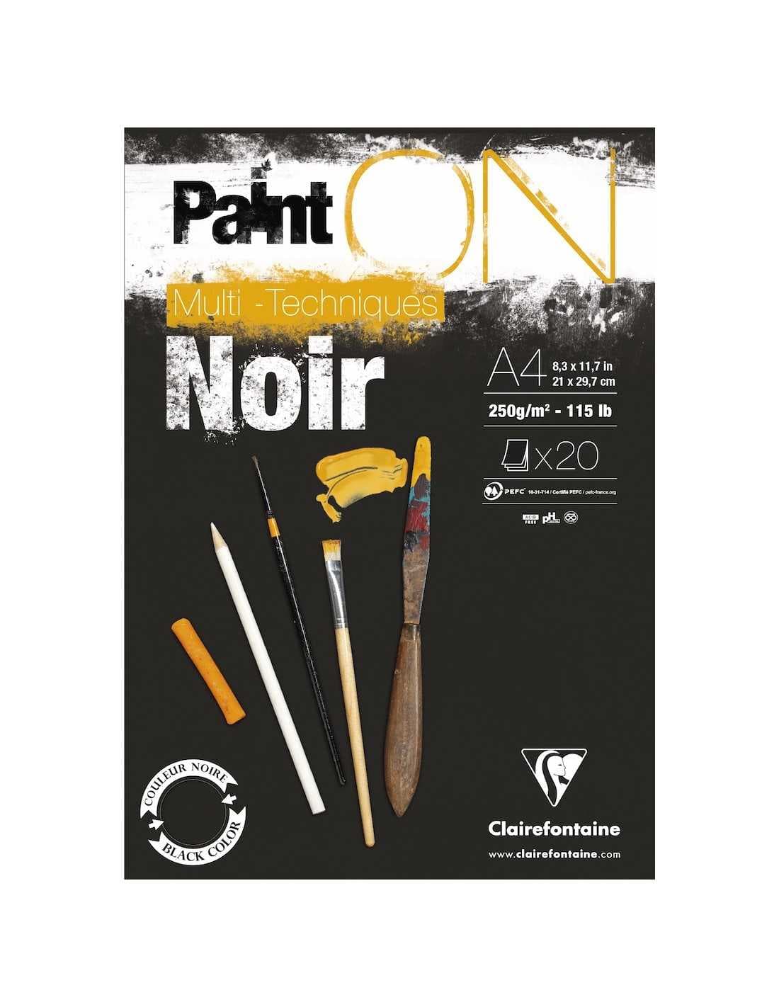 Paint'On Black pad 20 sheets 250g A4 - Black