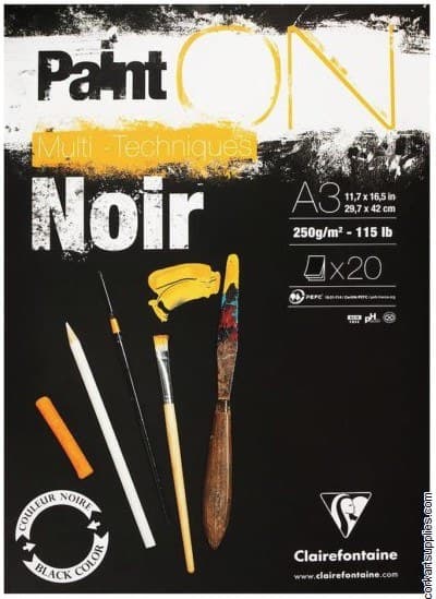 Paint'On Black pad 20 sheets 250g A3 - Black