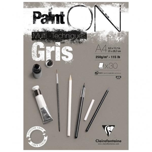 Paint'ON pad A4 30sh 250g Grey - Grey