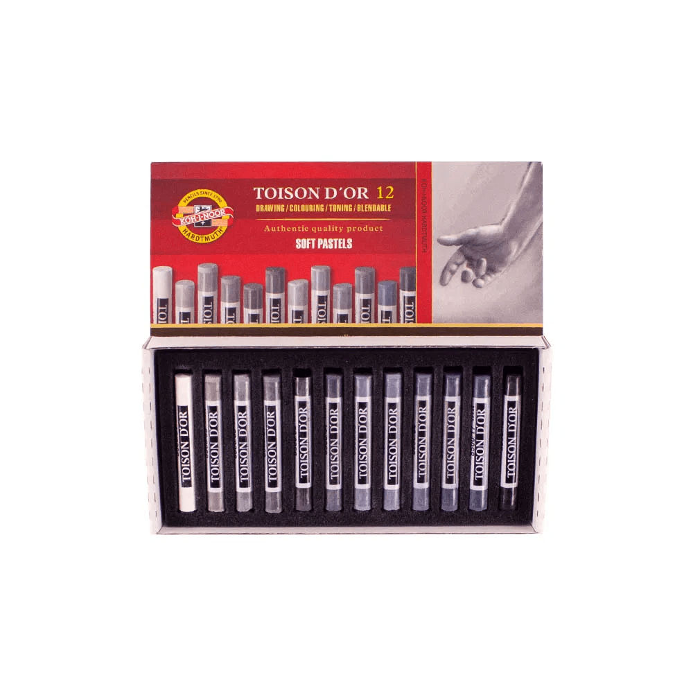 Toison D'Or Soft Pastels - Pack of 12 Grey through to Black