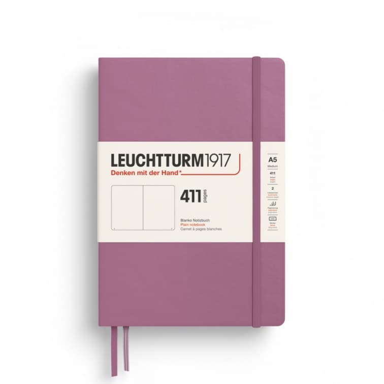 Notebook Medium (A5), Hardcover, 411 numbered pages, Dusty Rose, Plain
