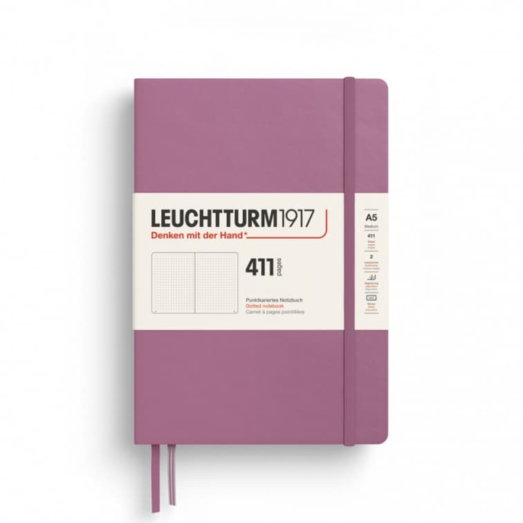 Notebook Medium (A5), Hardcover, 411 numbered pages, Dusty Rose, Dotted
