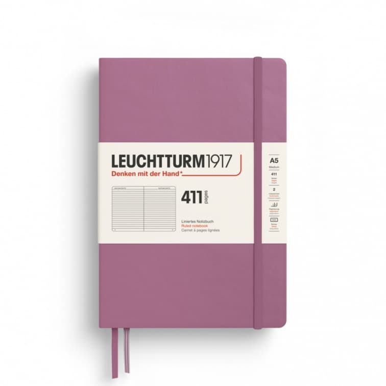 Notebook Medium (A5), Hardcover, 411 numbered pages, Dusty Rose, Ruled