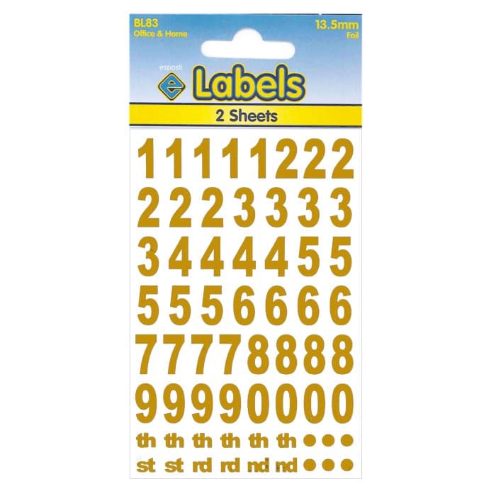 FOIL GOLD NUMBERS 13_5MM 2 SHEETS