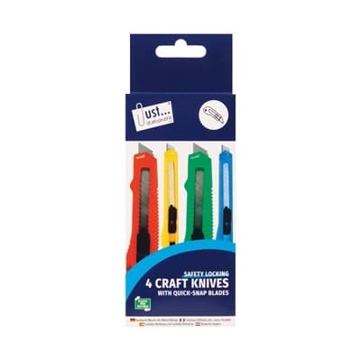 Just Stationery Snap-Off Blade Craft Knives Assorted 4 Pack