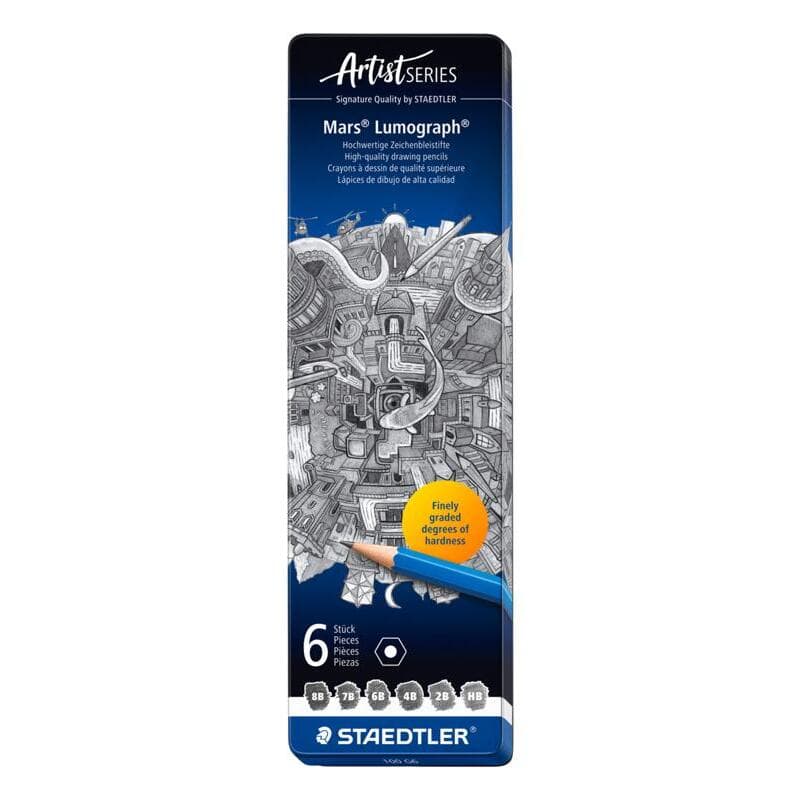 Mars Lumograph Pencil 100 G - Tin Of 6 In Asstd. Degrees