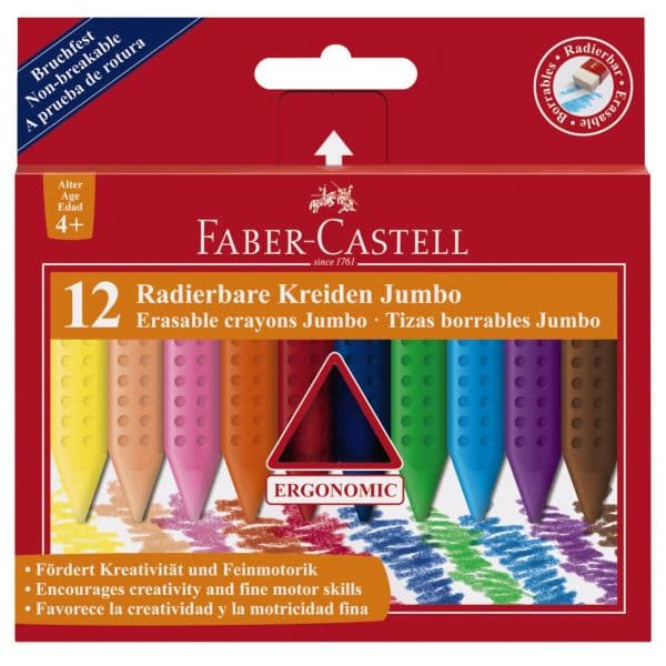 ERASABLE JUMBO GRIP CRAYONS - BOX OF 12