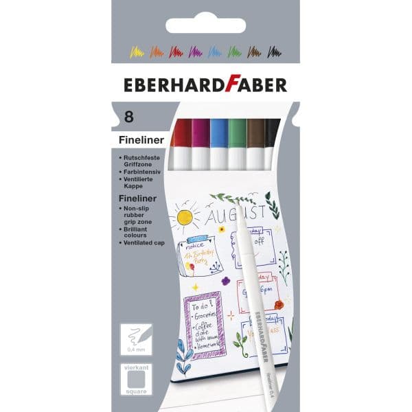 Fineliner pens, set of 8