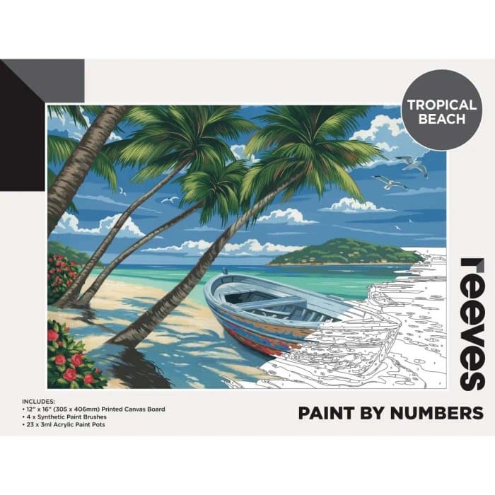 Reeves Paint by Numbers 12X16 inch - Tropical Beach