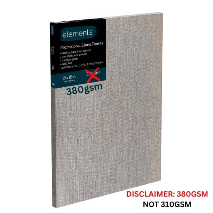 Elements Professional Stretched Standard Linen Canvas Clear Gesso 16x12in