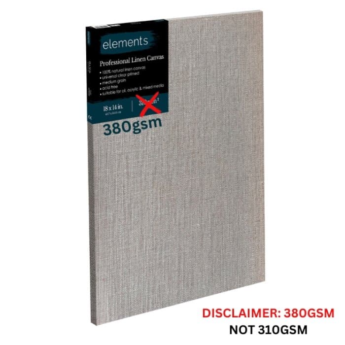 Elements Professional Stretched Standard Linen Canvas Clear Gesso 18x14in