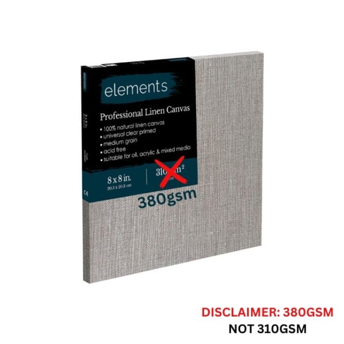 Elements Professional Stretched Standard Linen Canvas Clear Gesso 8x8in