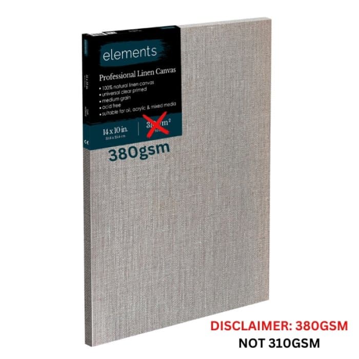 Elements Professional Stretched Standard Linen Canvas Clear Gesso 14x10in