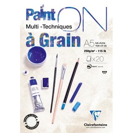 Clairefontaine Paint'On with Grain Glued Pads A5 20 Sheets 250g