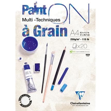 Clairefontaine Paint'On Glued Pads with Grain A4 20 Sheets 250g
