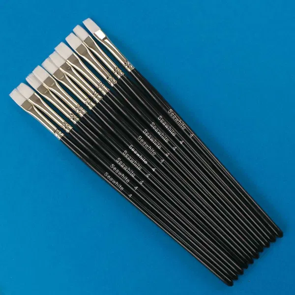 Seawhite White Synthetic Fine Flat Brushes