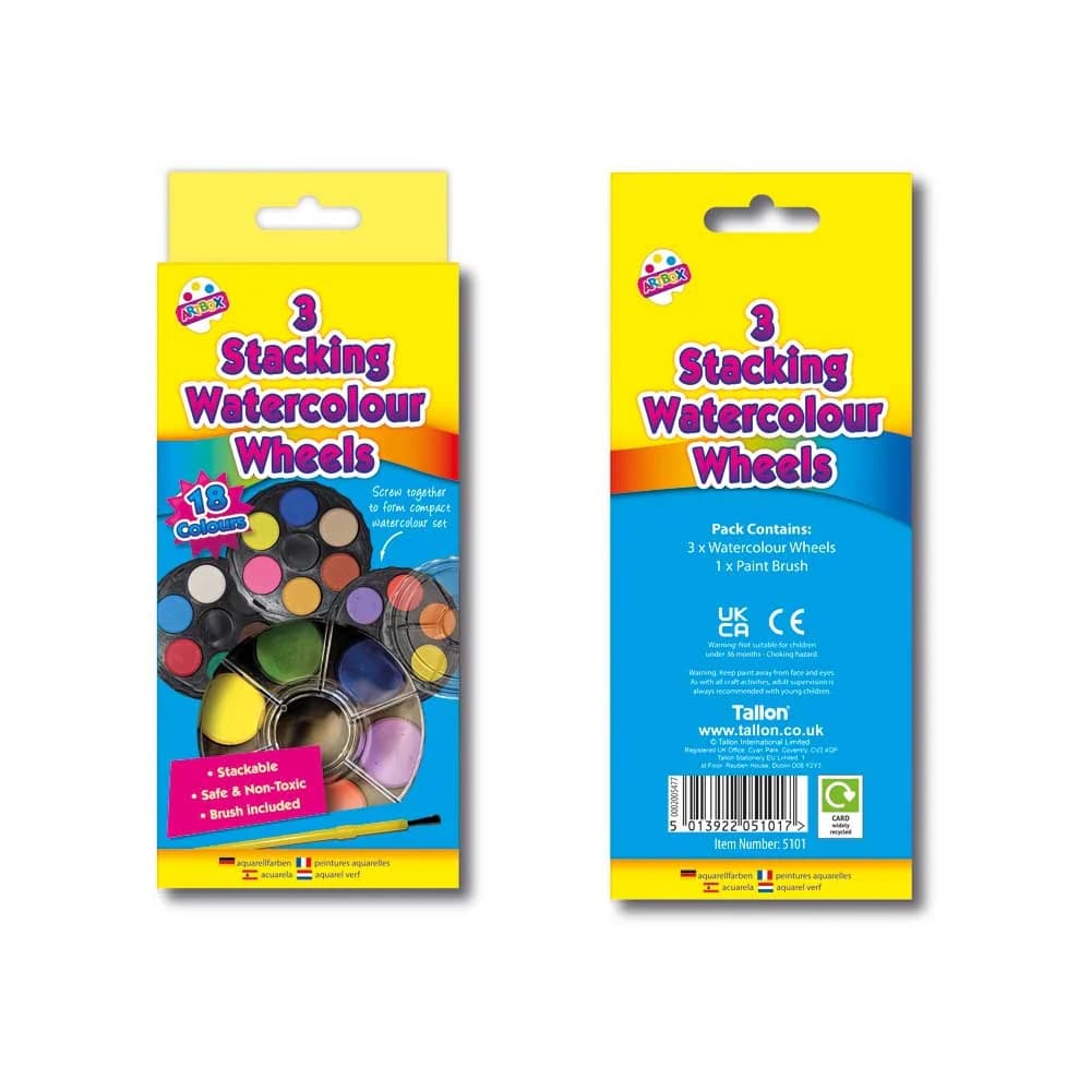 3 Stacking Watercolour wheels