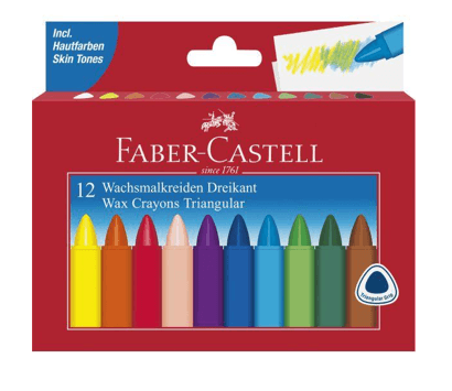 FABER-CASTELL 12 TRIANGULAR WAX CRAYONS
