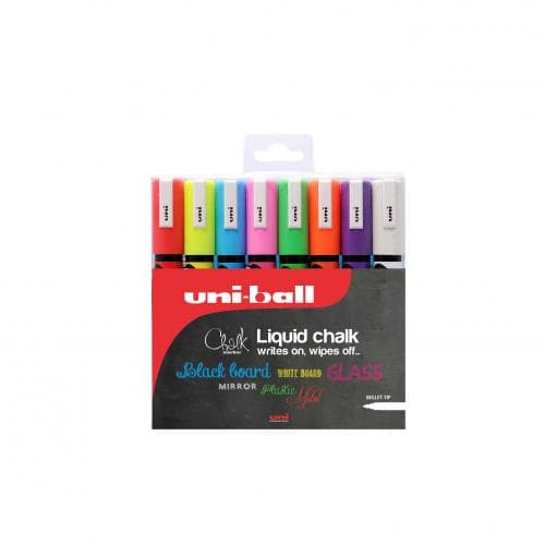 UNI CHALK PWE-5M MEDIUM BULLET TIP - ASSORTED WALLET OF 8