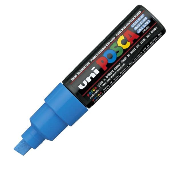 POSCA PC-8K BOLD CHISEL TIP LIGHT BLUE - BOX OF 6