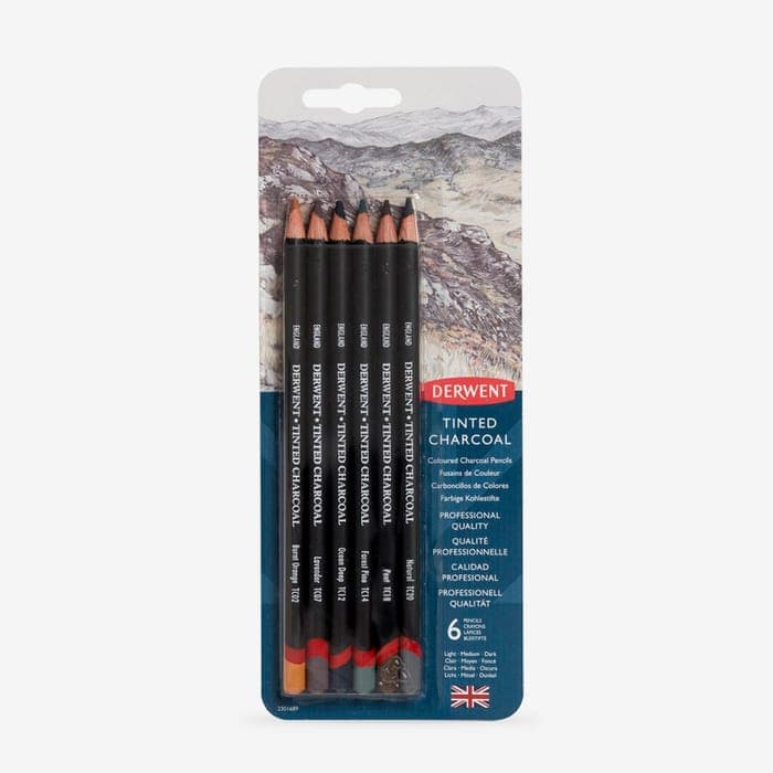 Derwent : Tinted Charcoal Pencil : Set of 6