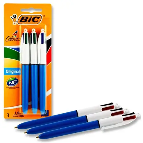 Bic 4 Colour Original Retractable Biros Pack of 3