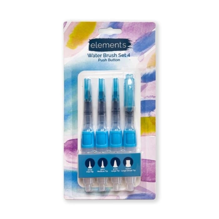 Elements Push Button Waterbrush Pack of 4