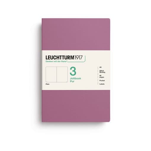 Jottbook pur (A5), 80 numbered pages, plain, Dusty Rose, pack of 3