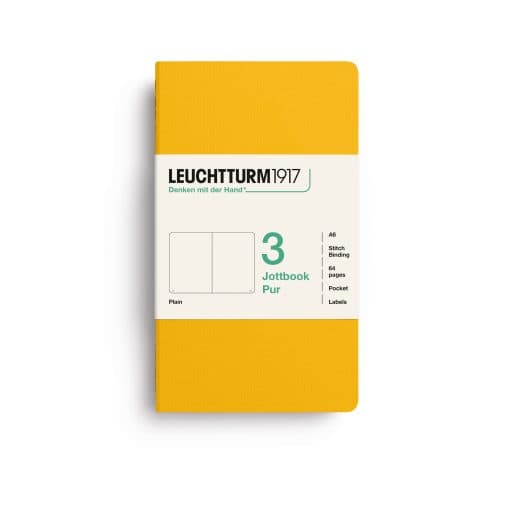 Jottbook pur (A6), 64 numbered pages, plain, Sunflower, pack of 3