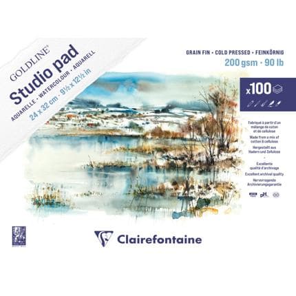Clairefontaine Goldline Watercolour Studio Pad - 24x32cm 200gsm - 100 Sheets
