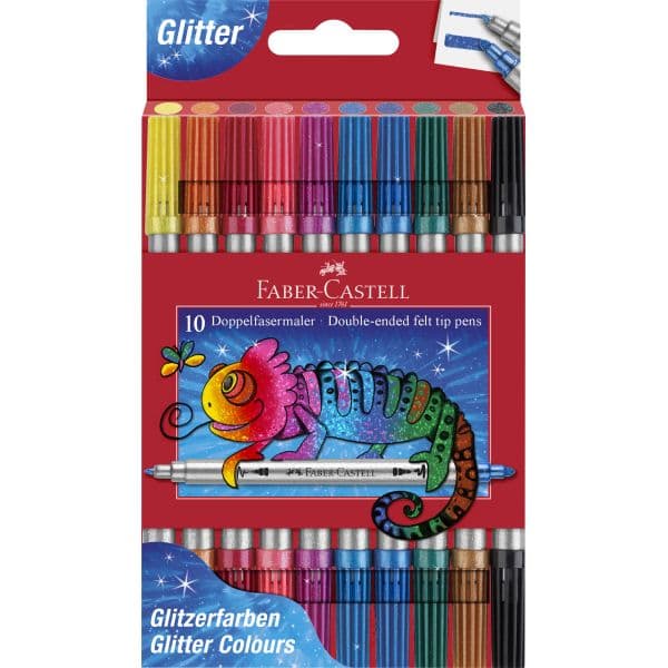 DOUBLE FIBRE TIP PENS GLITTER 10 SET