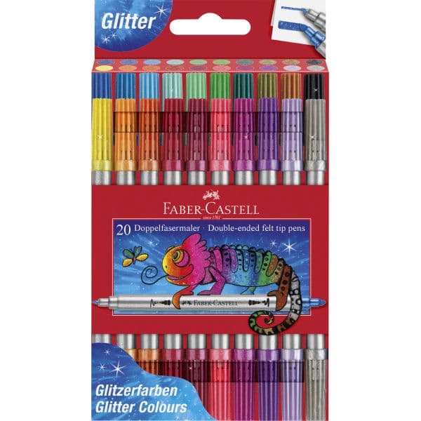DOUBLE FIBRE TIP PENS GLITTER 20 SET