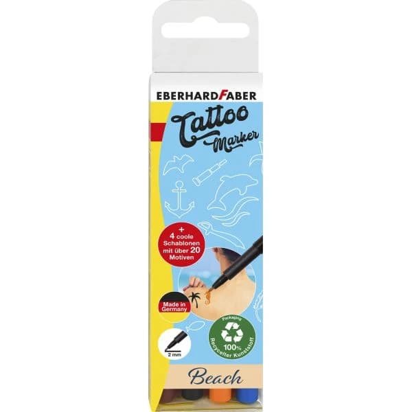 TATTOO MARKERS SET OF 4 WITH STENCILS