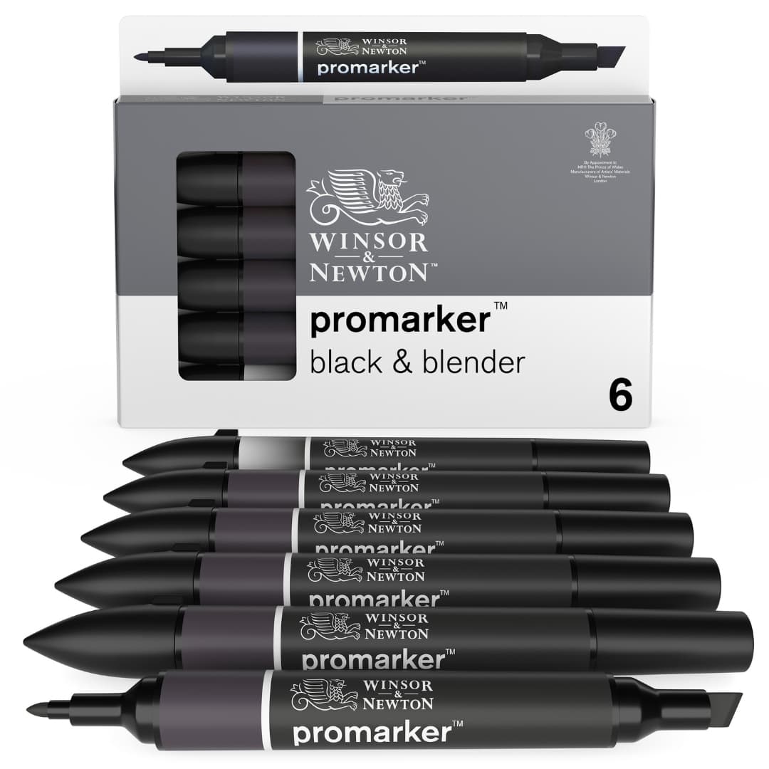 WN ProMarker - 5 Blacks + Blender Set
