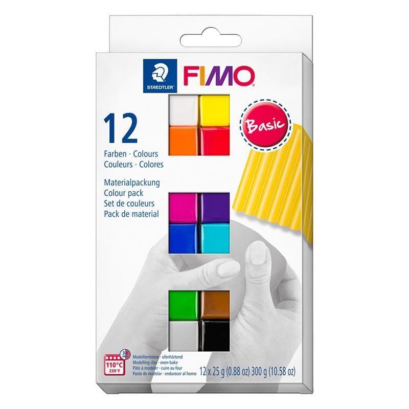FIMO Soft Basic Colours - Box 12 Half Blocks, 25g